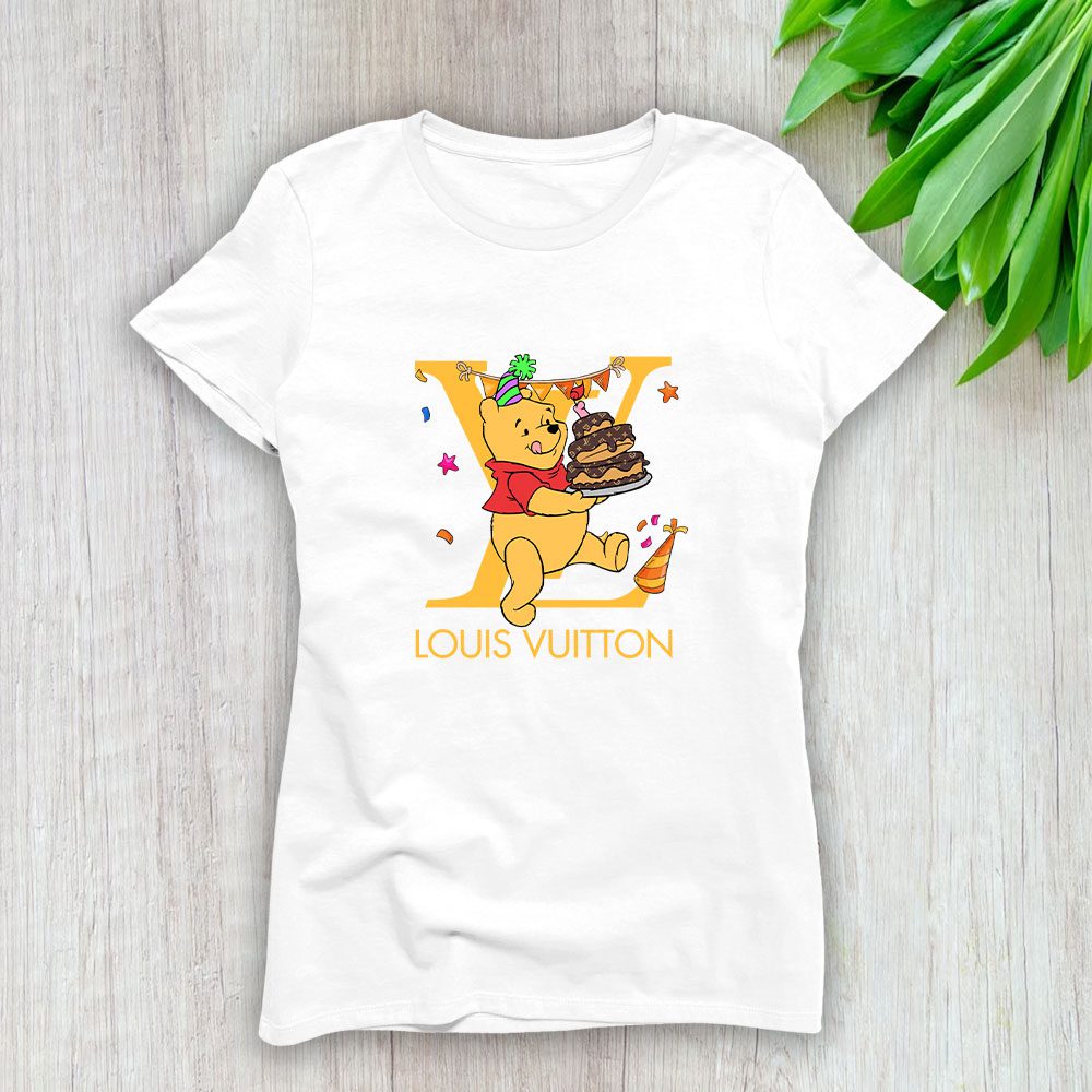Louis Vuitton Logo Luxury Pooh Birthday Lady T-Shirt Luxury Tee For Women LDS1561