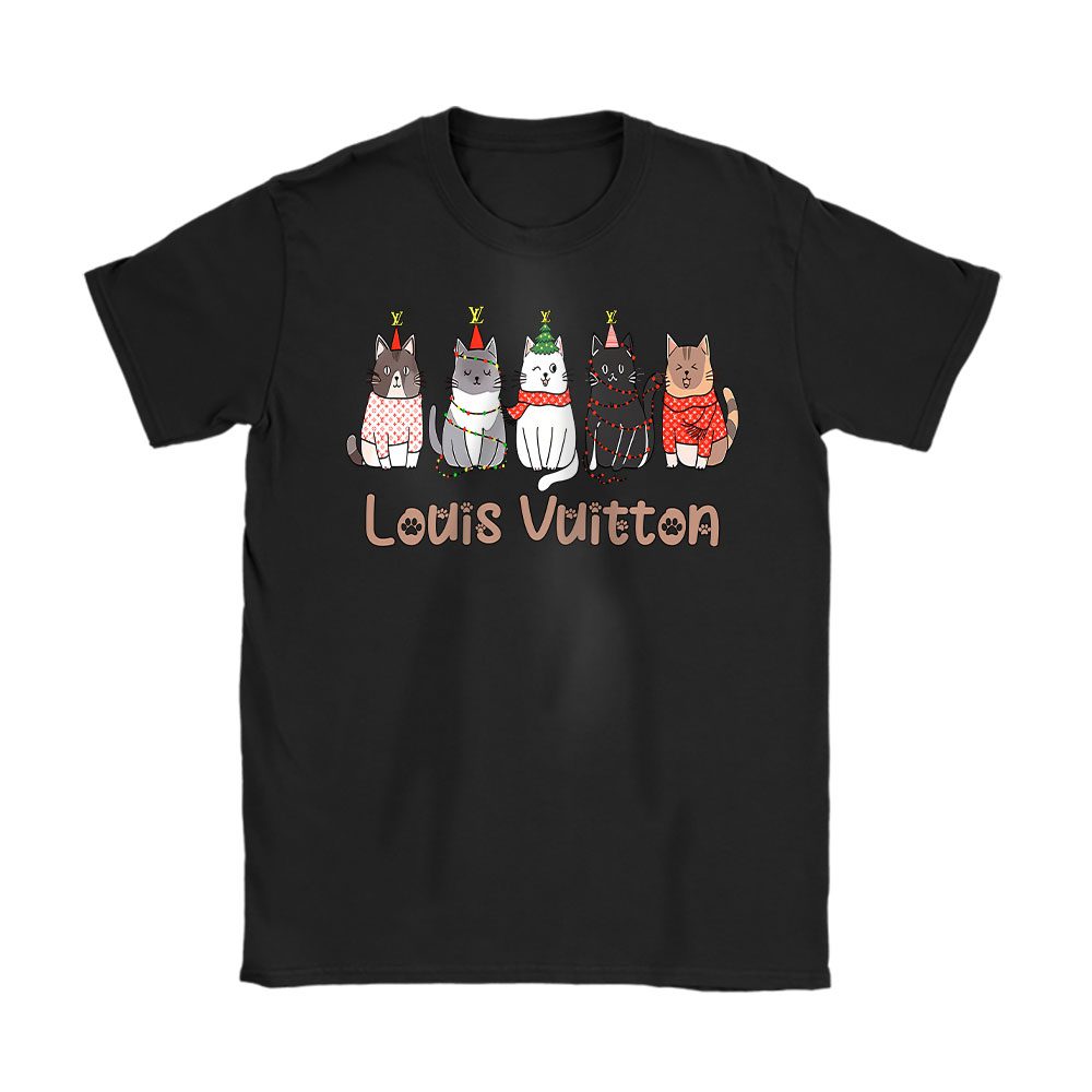 Meowy Catmas Christmas Funny Christmas Cat Lover Louis Vuitton Unisex T-Shirt Cotton Tee BN23341