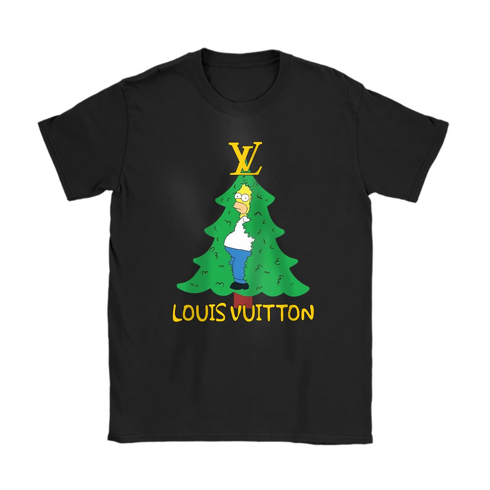 Homer Simpson Christmas Tree Louis Vuitton Unisex T-Shirt Cotton Tee BN23335