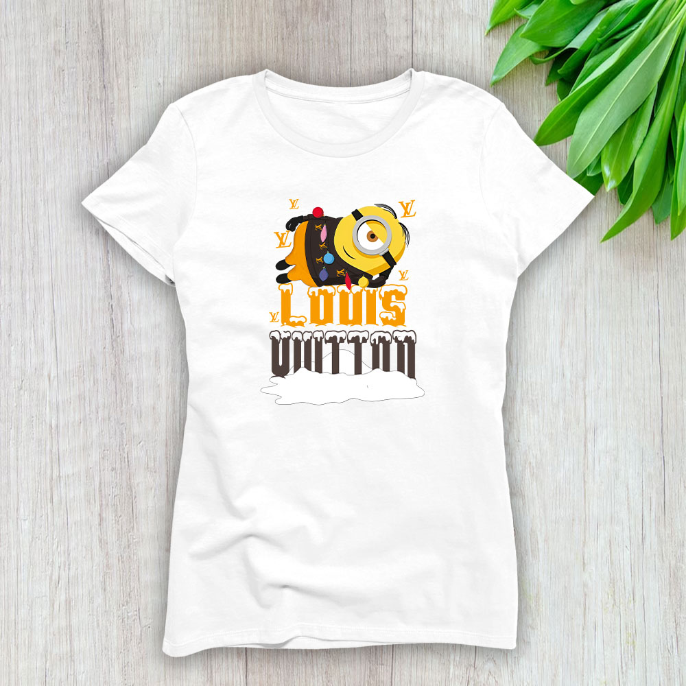 Minions Despicable Me Christmas Louis Vuitton Brand Lady T-Shirt Cotton Tee TLT6321
