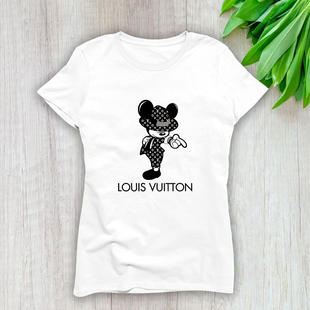 Louis Vuitton Black And White Pattern Mickey Michael Jackson Lady T-Shirt Luxury Tee For Women LDS1675