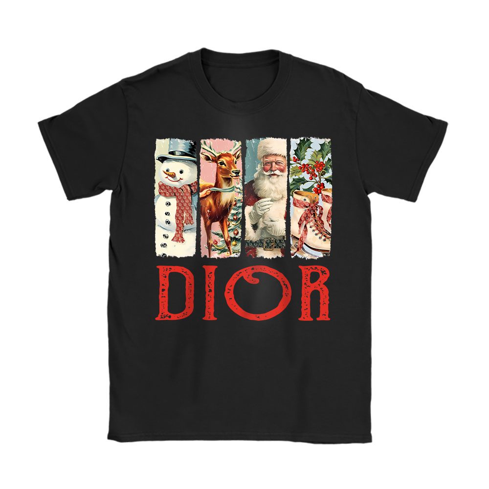Retro Christmas Santa Claus Dior Unisex T-Shirt Cotton Tee BN19671