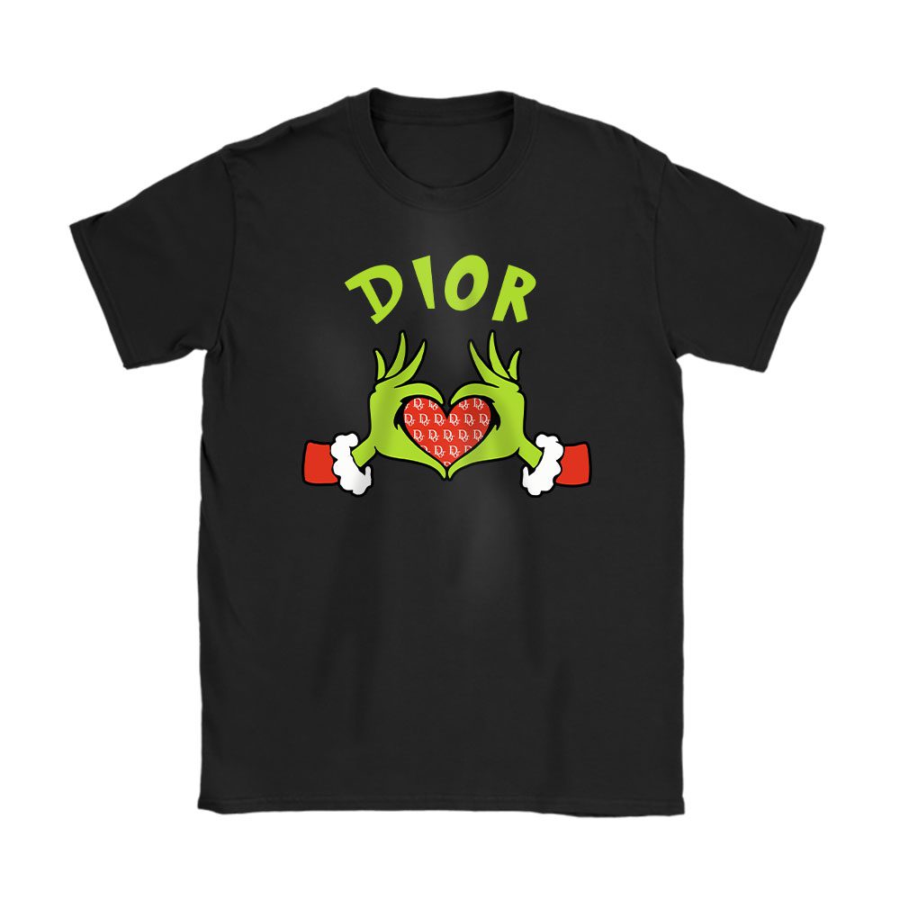 Grinch Hand Heart Shirt Christmas Dior Unisex T-Shirt Cotton Tee BN19618