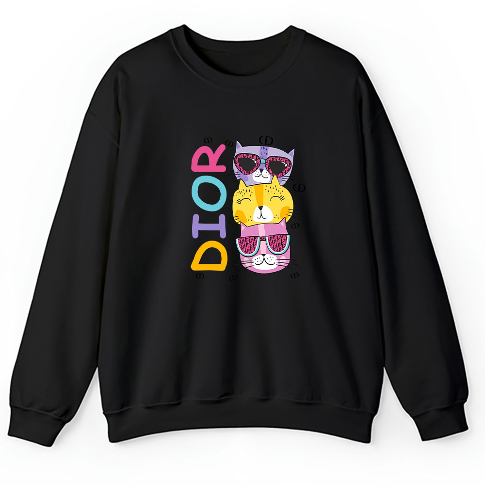 Cartoon Cats In Glasses Fruits Dior Brand Unisex Sweatshirt BTN5425