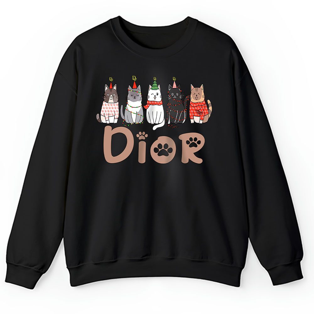Meowy Catmas Christmas Funny Christmas Cat Lover Dior Unisex Sweatshirt BTN23338