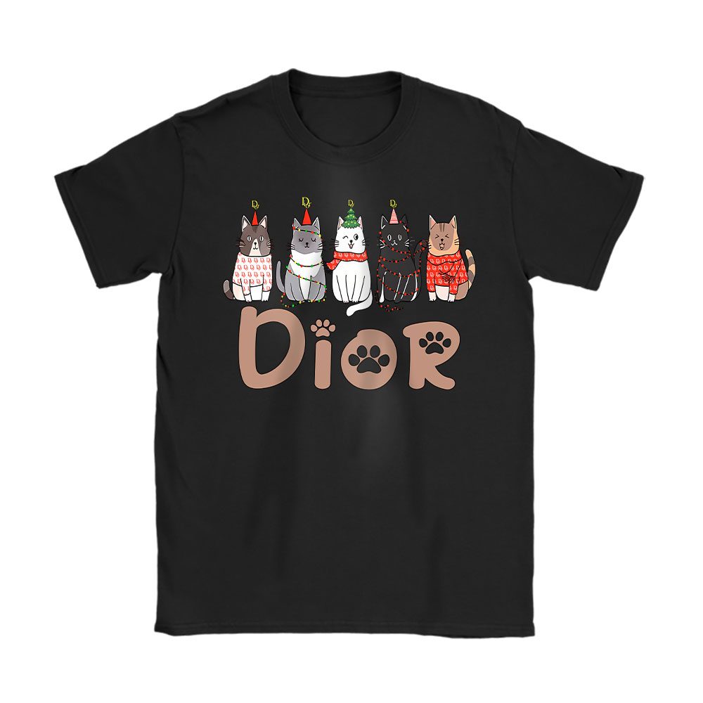 Meowy Catmas Christmas Funny Christmas Cat Lover Dior Unisex T-Shirt Cotton Tee BN23338