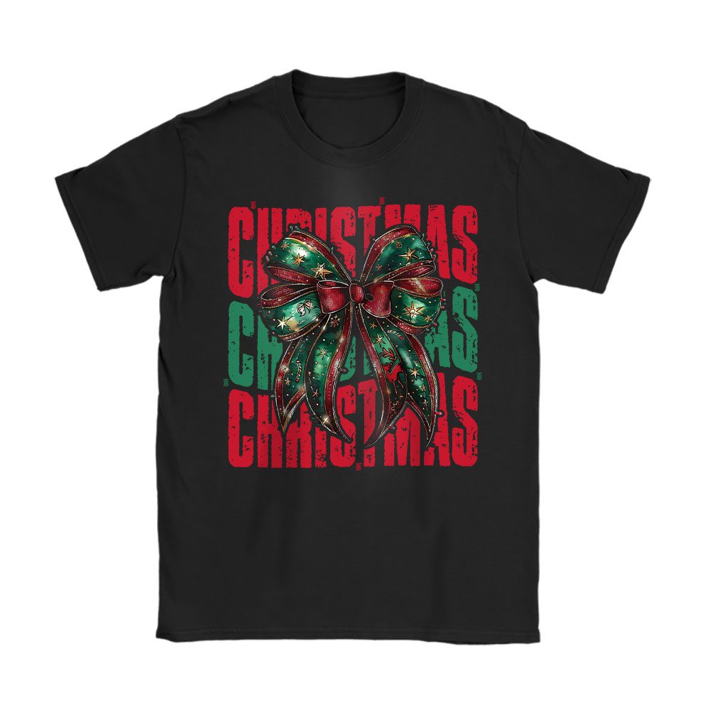 Retro Christmas Coquette Bow Christmas Season Burberry Unisex T-Shirt Cotton Tee BN20128