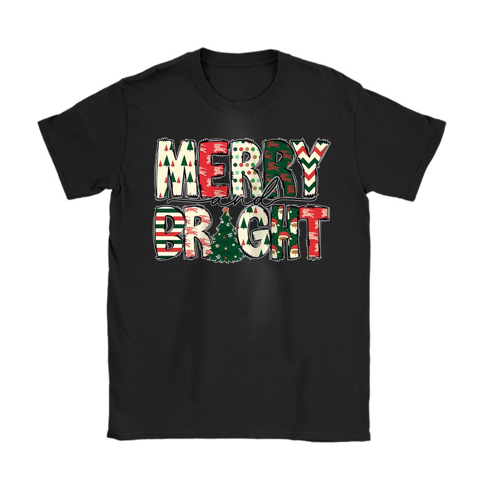 Merry And Bright Merry Christmas Burberry Unisex T-Shirt Cotton Tee BN20098