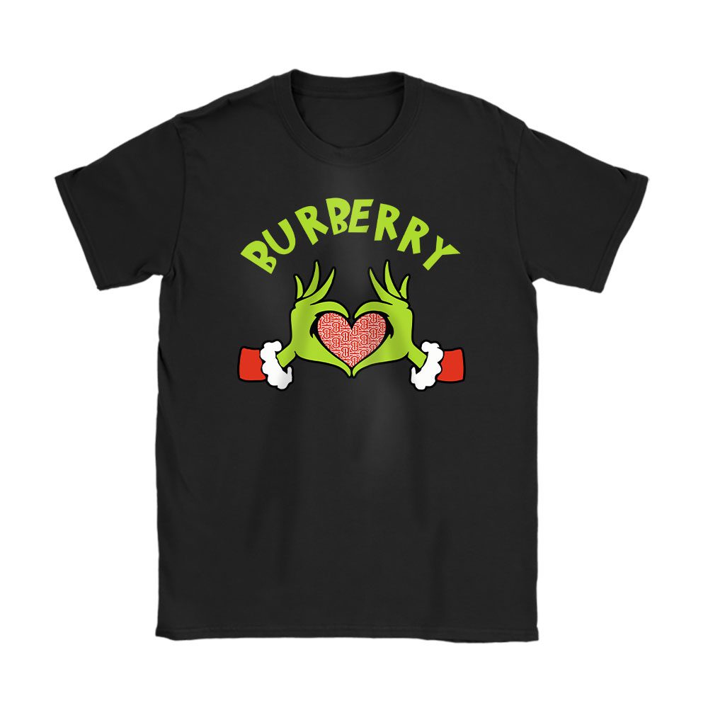 Grinch Hand Heart Shirt Christmas Burberry Unisex T-Shirt Cotton Tee BN19615