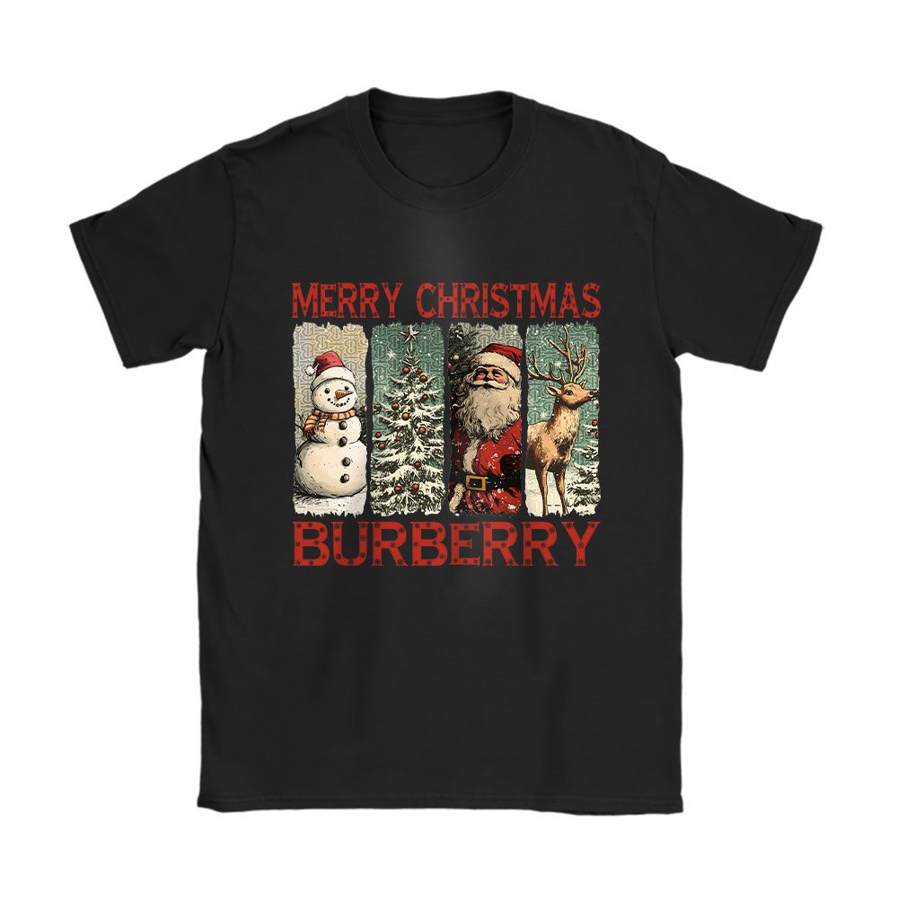 Retro Christmas Santa Claus Burberry Unisex T-Shirt Cotton Tee BN19664