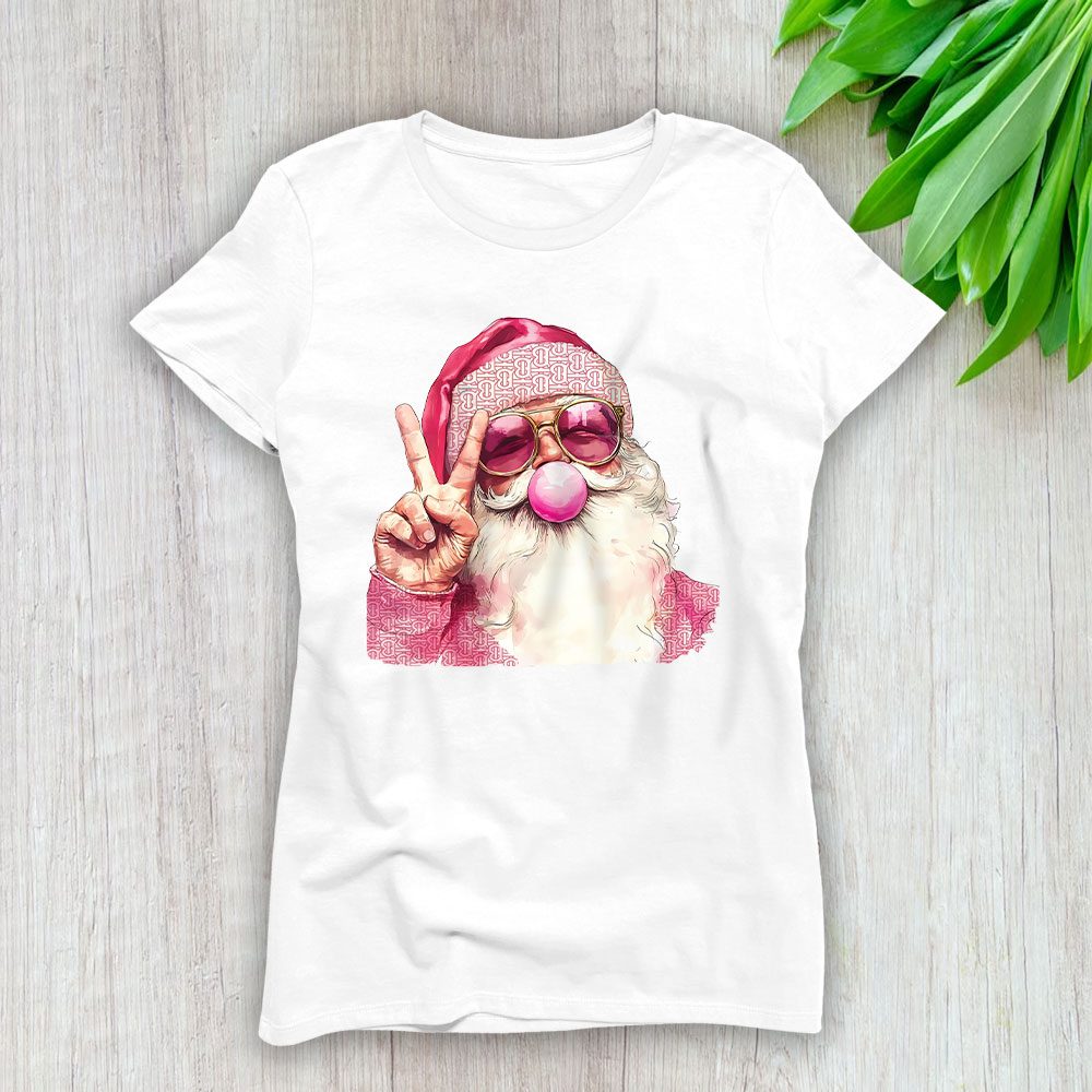 Retro Santa Christmas Blowing Bubble Burberry Lady T-Shirt Women BTN19513