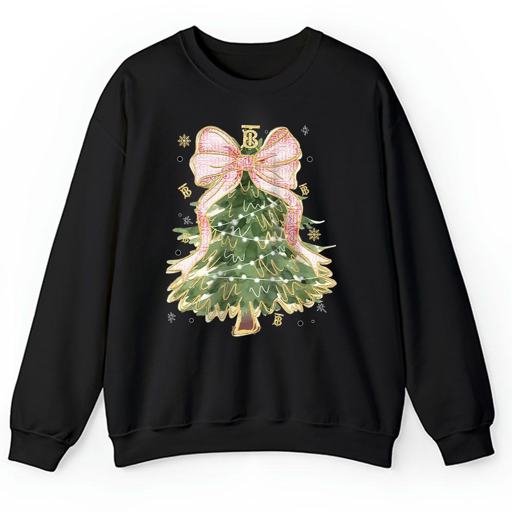 Merry Christmas Coquette Bow Christmas Tree Burberry Unisex Sweatshirt BTN19491