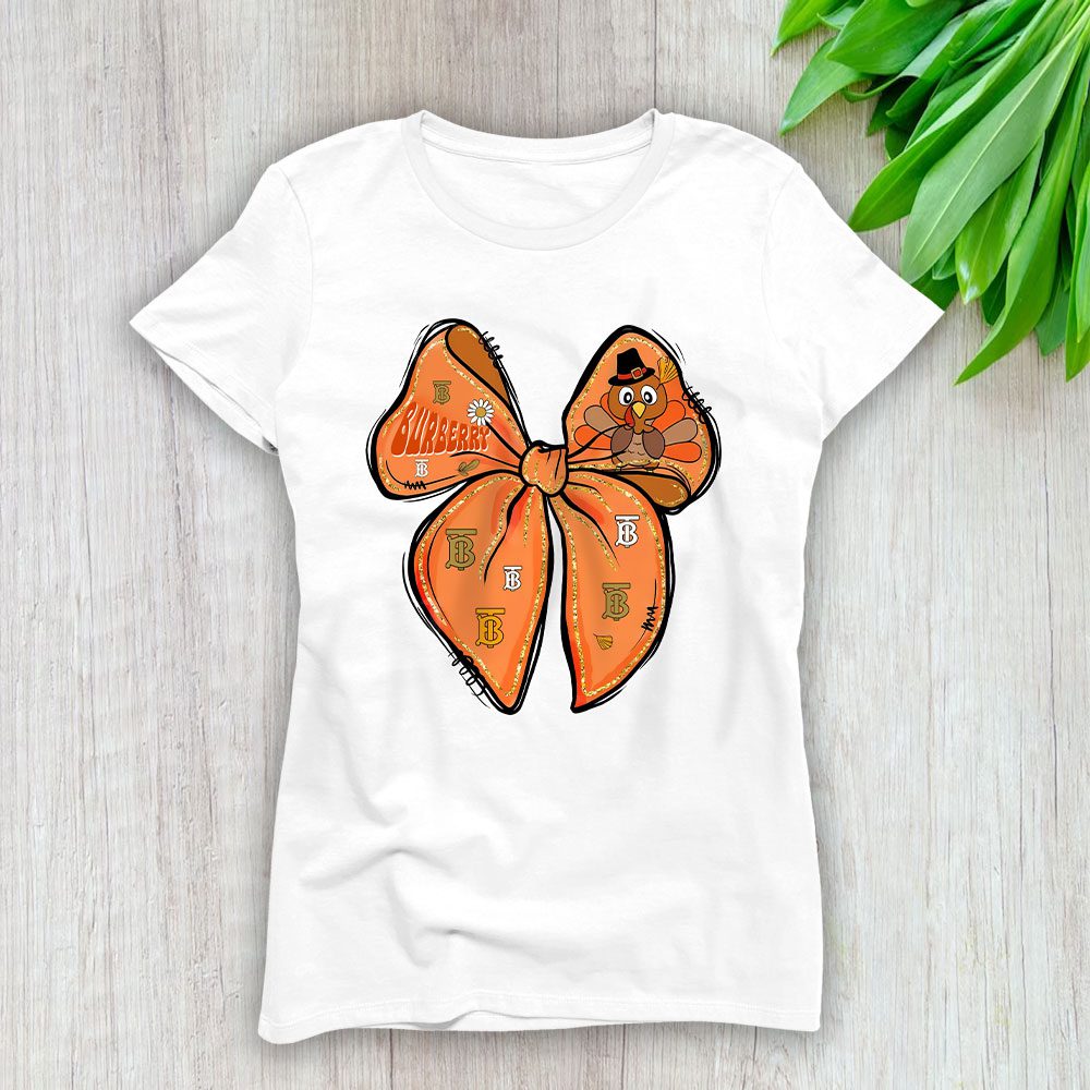 Retro Thanksgiving Coquette Turkey Bow Its Turkey Time Burberry Lady T-Shirt Women BTN19370