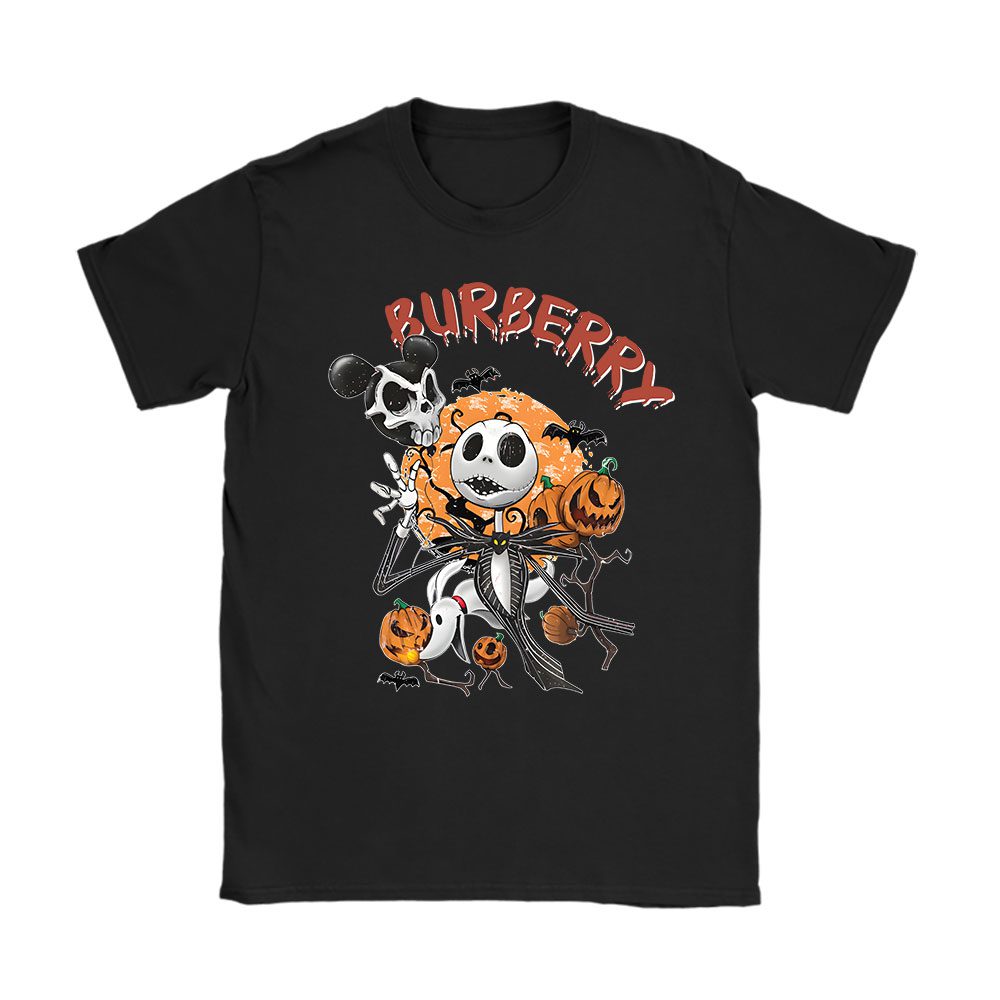 Disney Nightmare On The Main Street Jack Skellington Burberry Unisex T-Shirt Cotton Tee BN14657