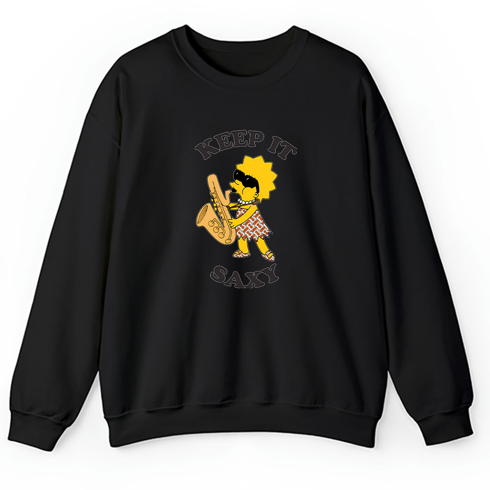 The Simpsons Lisa Simpson Saxophone Keep It Saxy Burberry Unisex Sweatshirt BTN14081