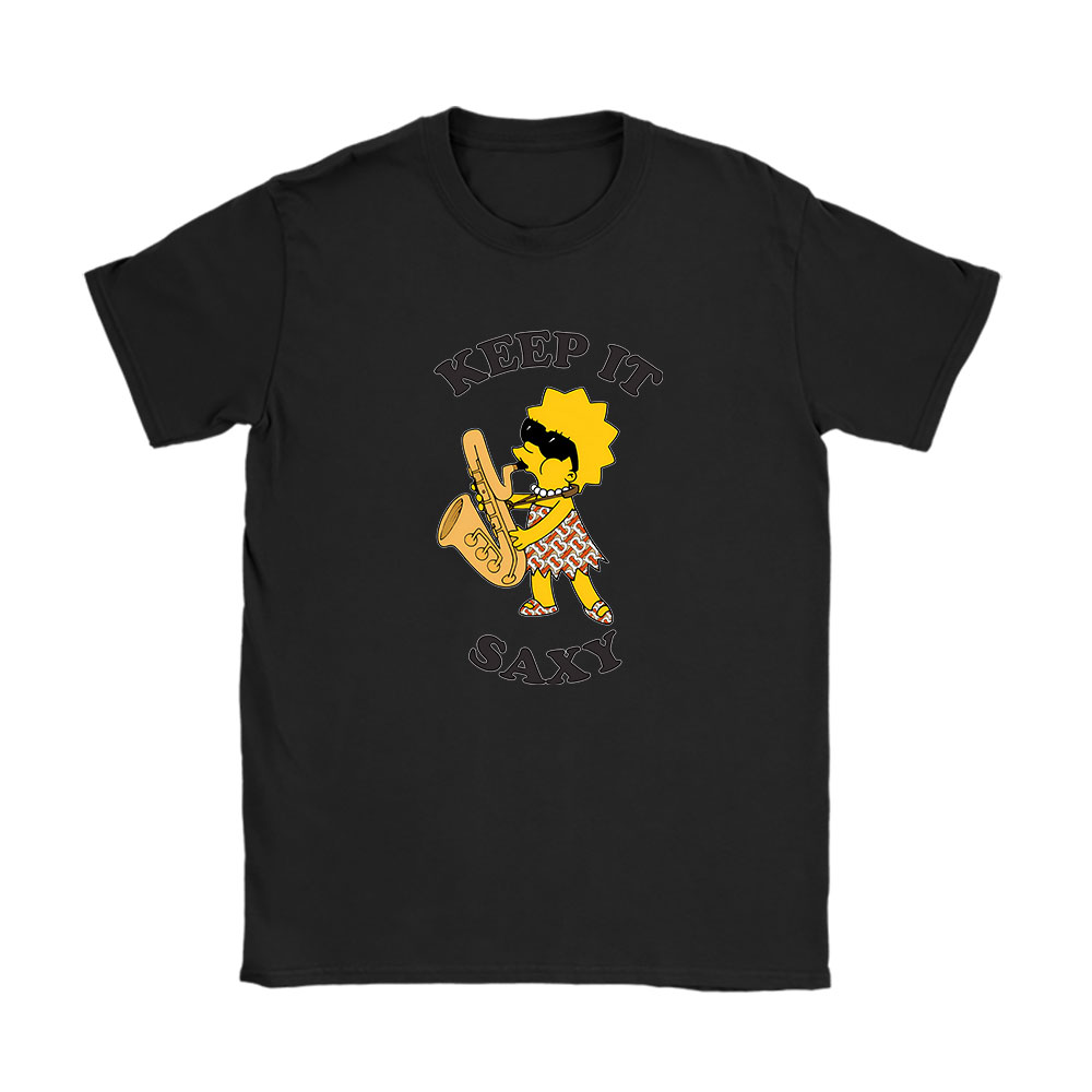 The Simpsons Lisa Simpson Saxophone Keep It Saxy Burberry Unisex T-Shirt Cotton Tee BN14081