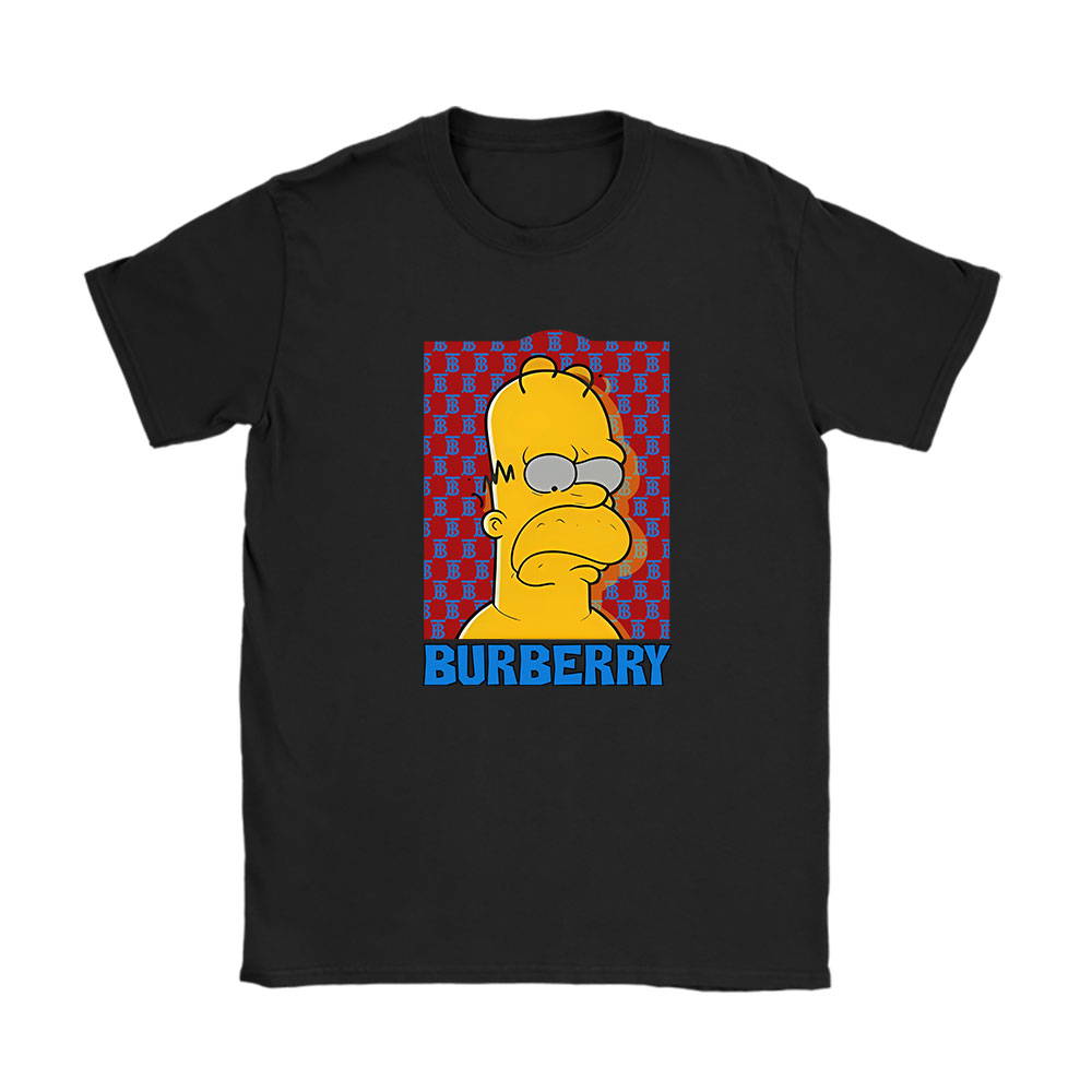 The Simpsons Homer Simpson Burberry Unisex T-Shirt Cotton Tee BN13761