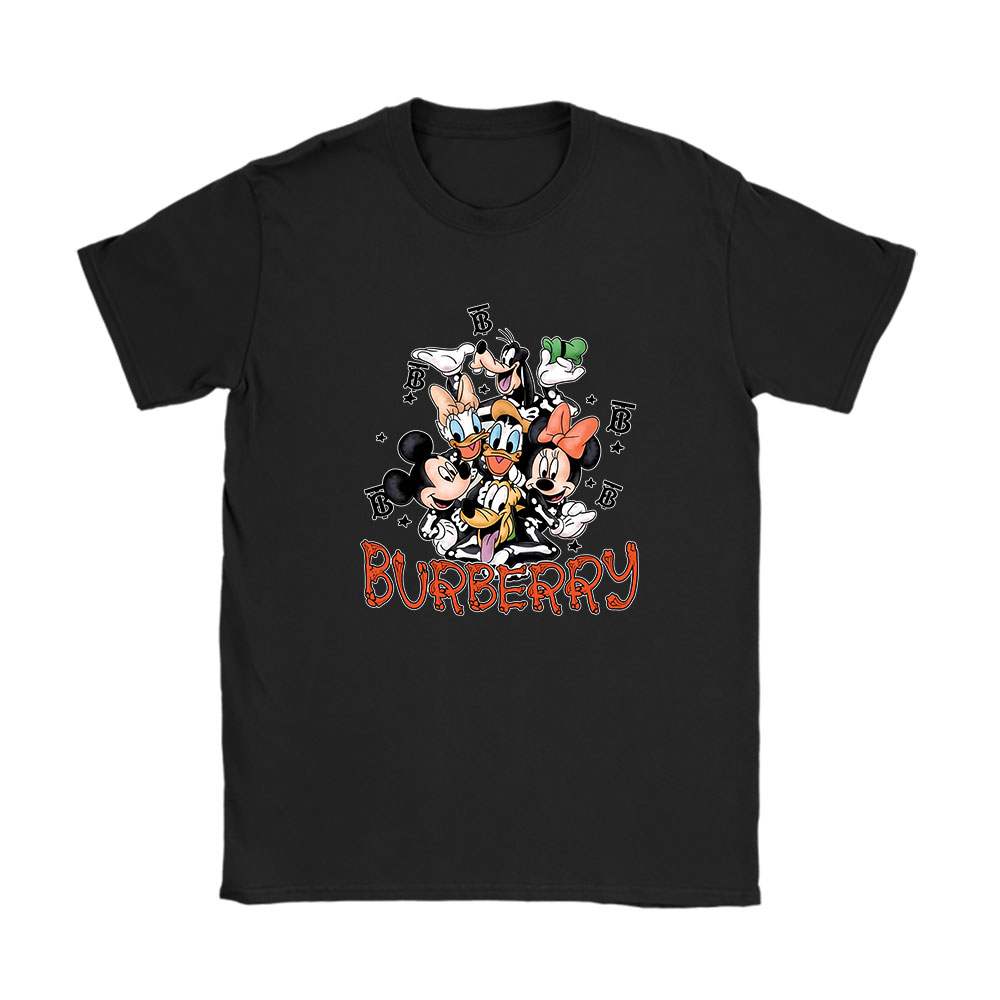 Mickey And Friends Skeleton Halloween Burberry Unisex T-Shirt Cotton Tee BN10095