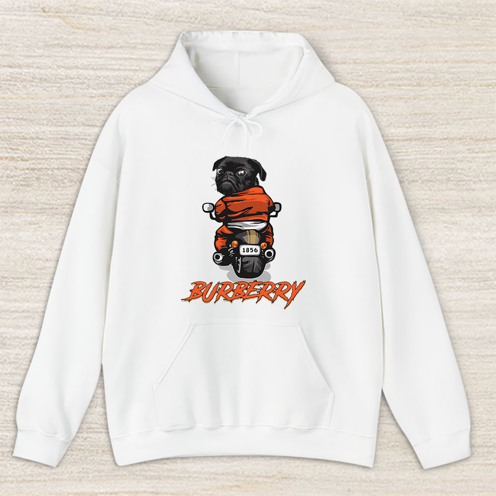 Pug Dog Riding A Motorcycle Burberry Brand Unisex Hoodie TAH6377
