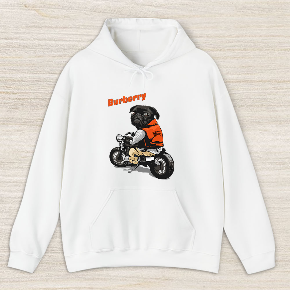 Pug Dog Riding A Motorcycle Burberry Brand Unisex Hoodie TAH6375