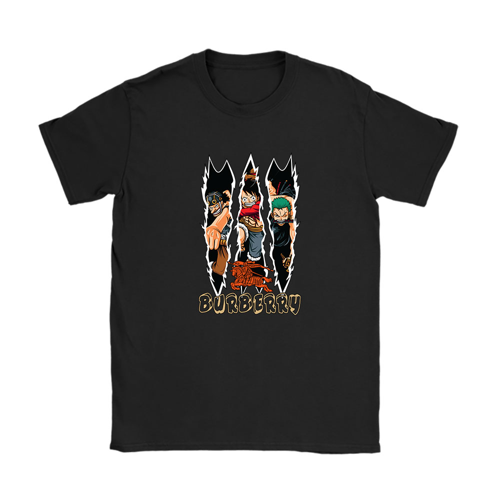 Monkey D Luffy Roronoa Zoro Usopp One Piece Burberry Brand Unisex T-Shirt Cotton Tee BN6296