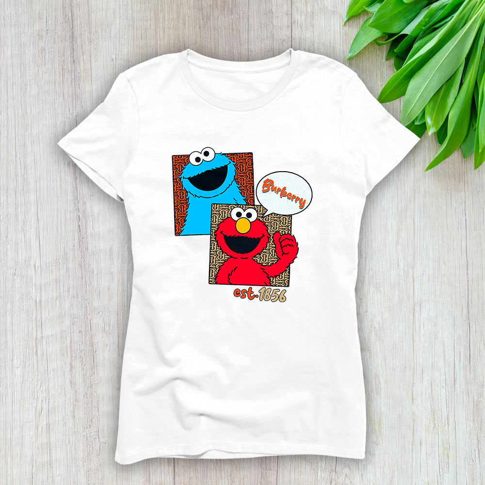 Cookie Monster Elmo Sesame Street Burberry Brand Lady Shirt Women Tee TLT5343