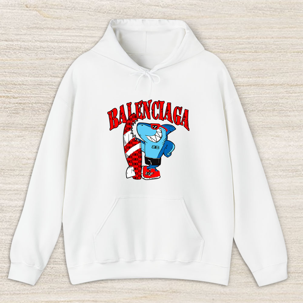 Cartoon Shark With Surfboard Balenciaga Unisex Hoodie TAH5482