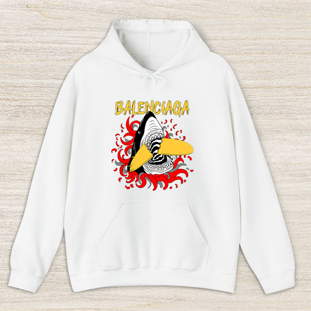 Cartoon Shark With Surfboard Balenciaga Unisex Hoodie TAH5484