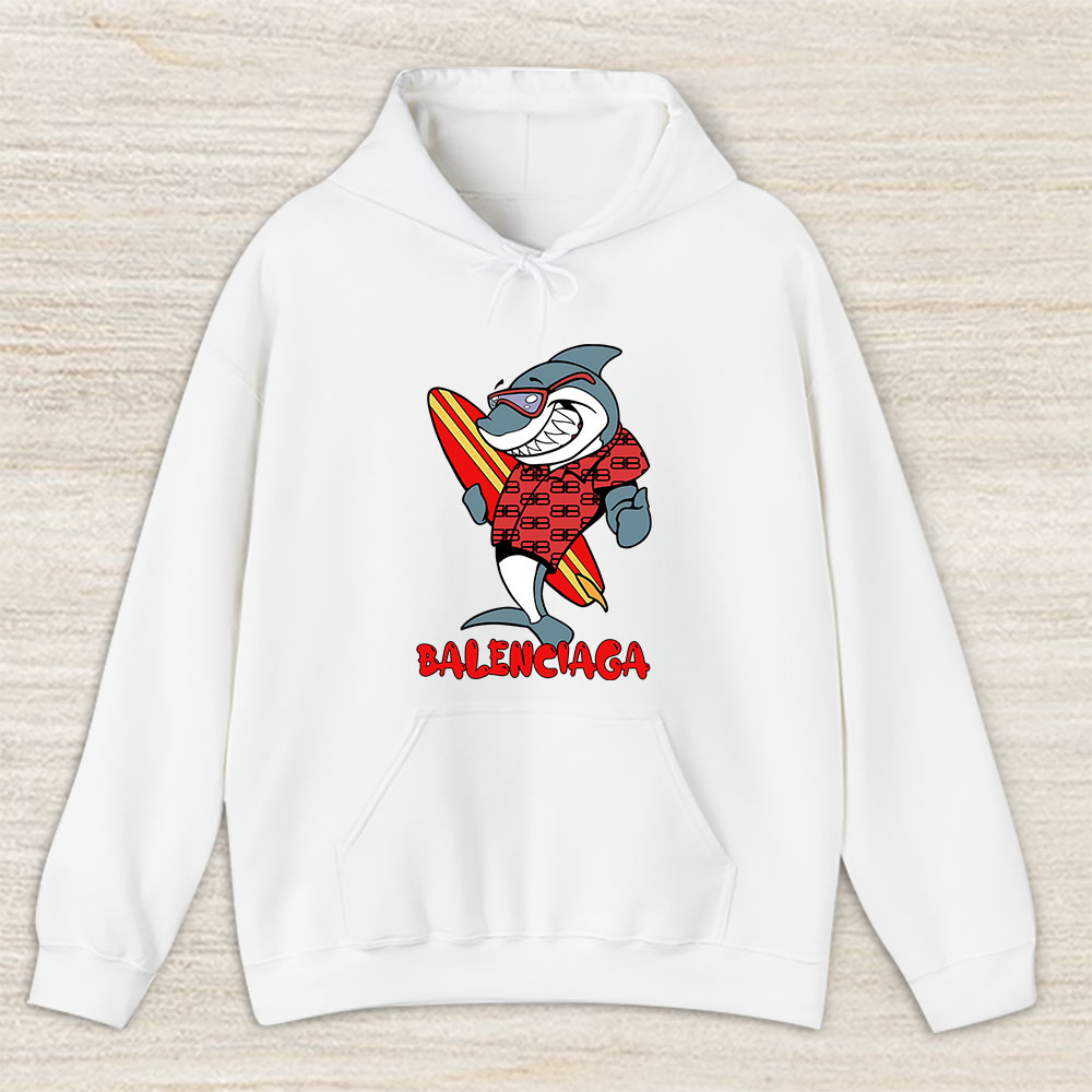 Cartoon Shark With Surfboard Balenciaga Unisex Hoodie TAH5481