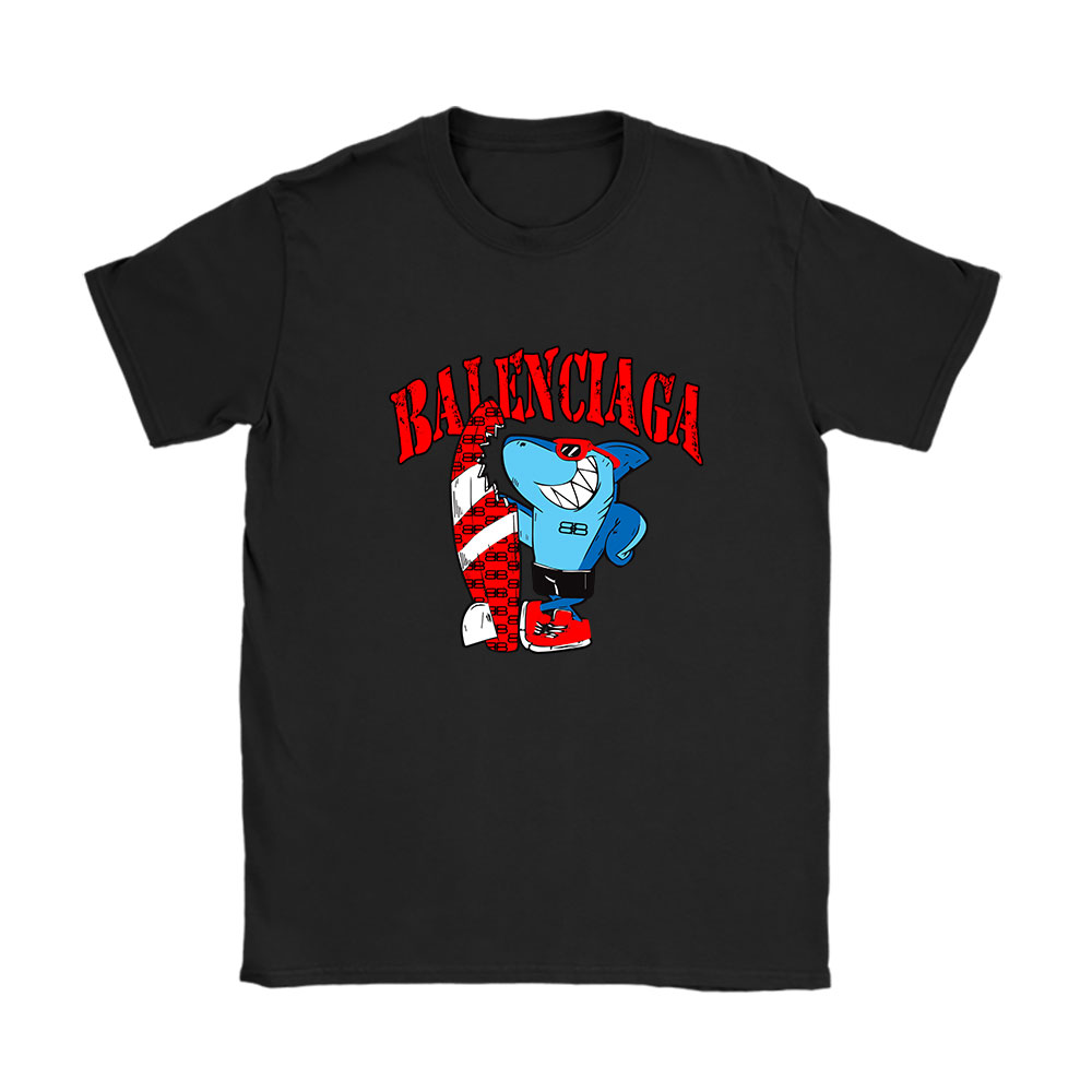 Cartoon Shark With Surfboard Balenciaga Unisex T-Shirt BN5482