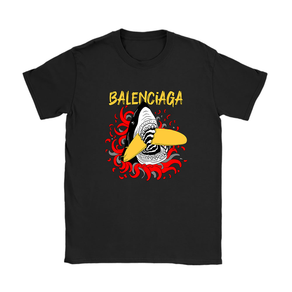 Cartoon Shark With Surfboard Balenciaga Unisex T-Shirt BN5484