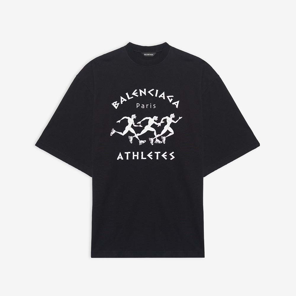 Balenciaga Men Marathon Xl Tee Unisex T-Shirt In Black Vintage FTS505