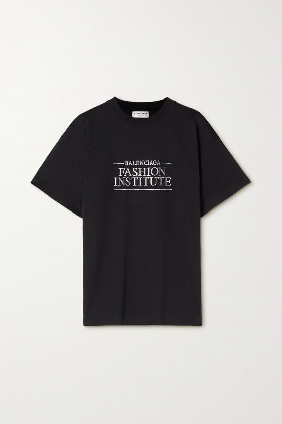 Crystal-Embellished Cotton-Jersey Balenciaga Tee Unisex T-Shirt FTS492