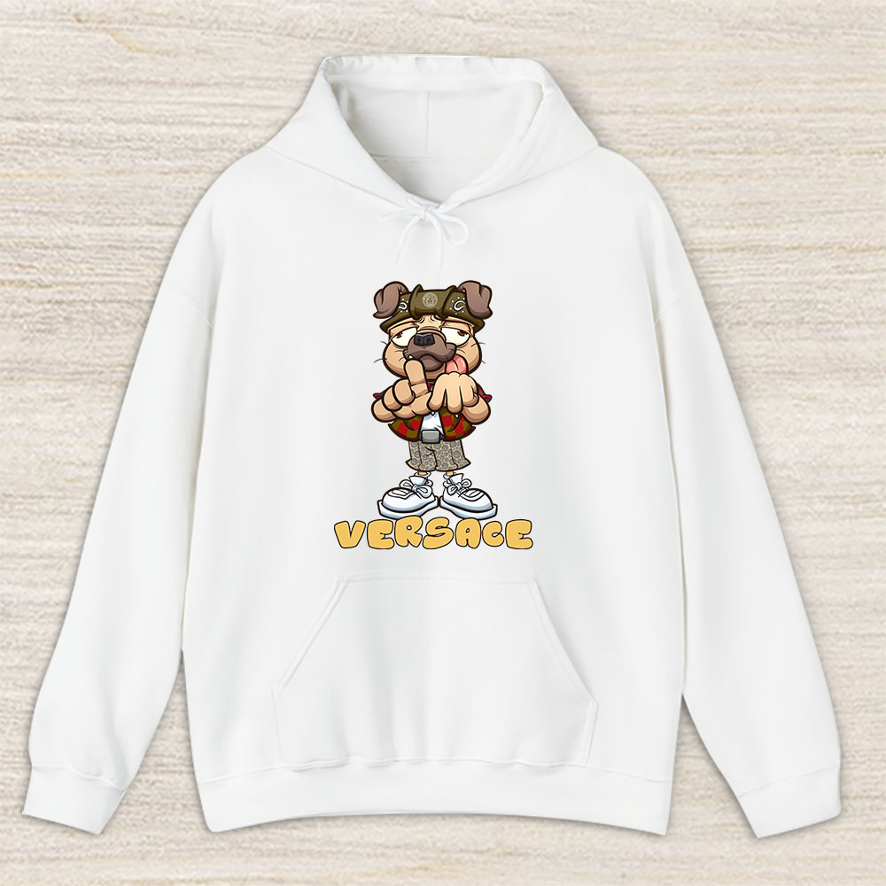 Cholo Pug Dog Making The Los Angeles Hand Sign Versace Brand Unisex Hoodie TAH6253