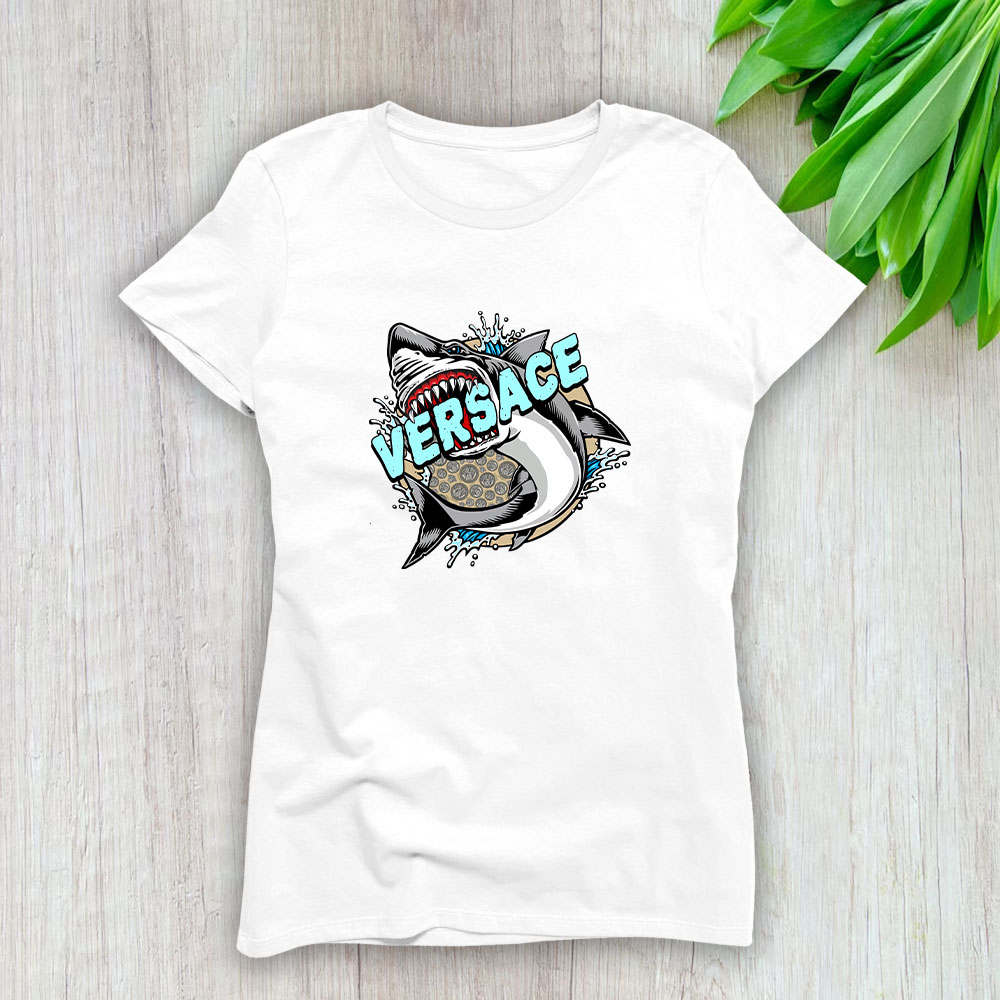 Cartoon Shark Versace Brand Lady T-Shirt Cotton Tee TLT6262