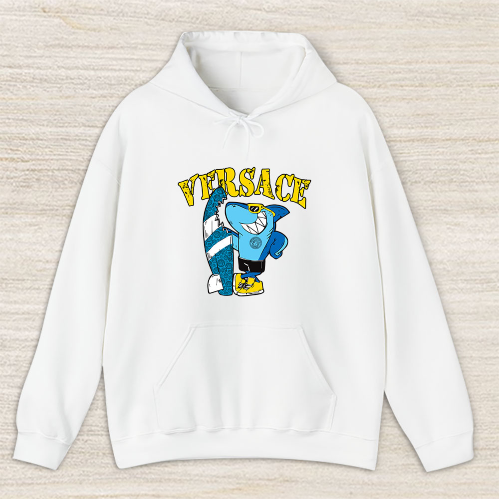 Cartoon Shark With Surfboard Versace Unisex Hoodie TAH5494