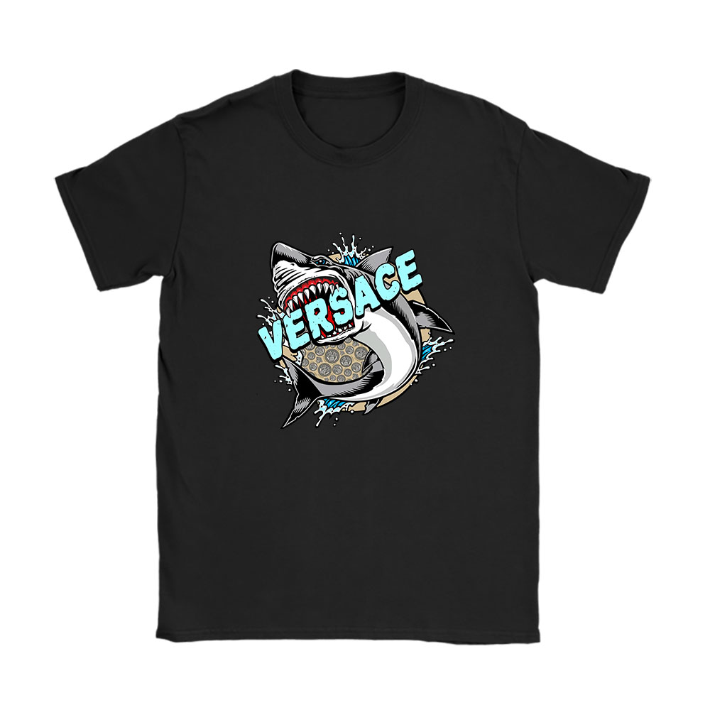 Cartoon Shark Versace Brand Unisex T-Shirt Cotton Tee BN6262