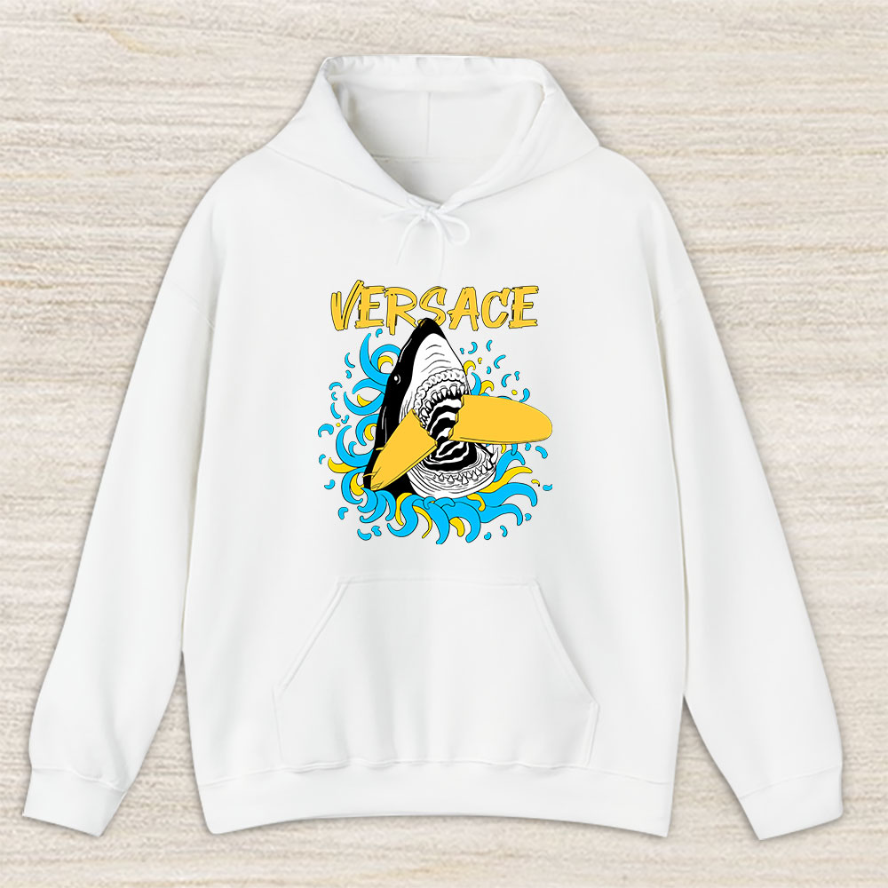 Cartoon Shark With Surfboard Versace Unisex Hoodie TAH5495