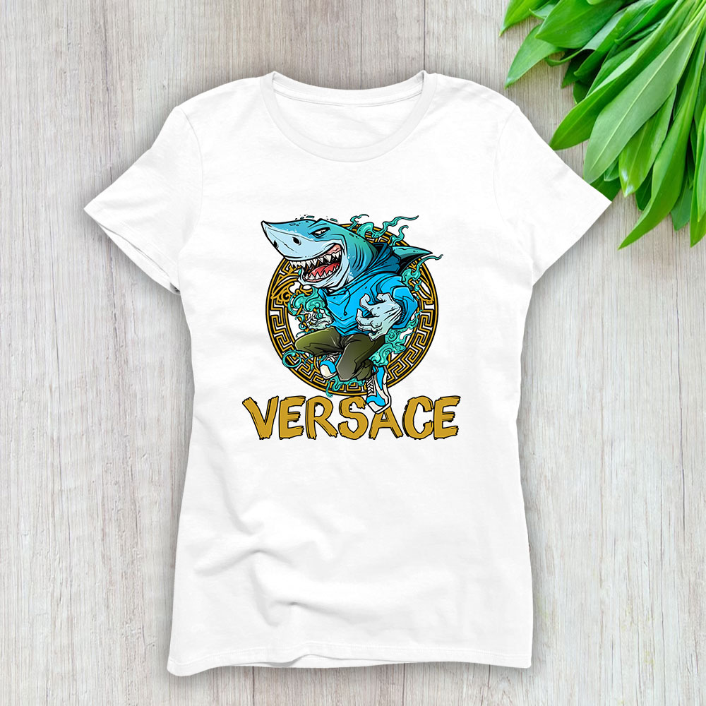 Cartoon Shark Versace Brand Lady Shirt Women Tee TLT5369