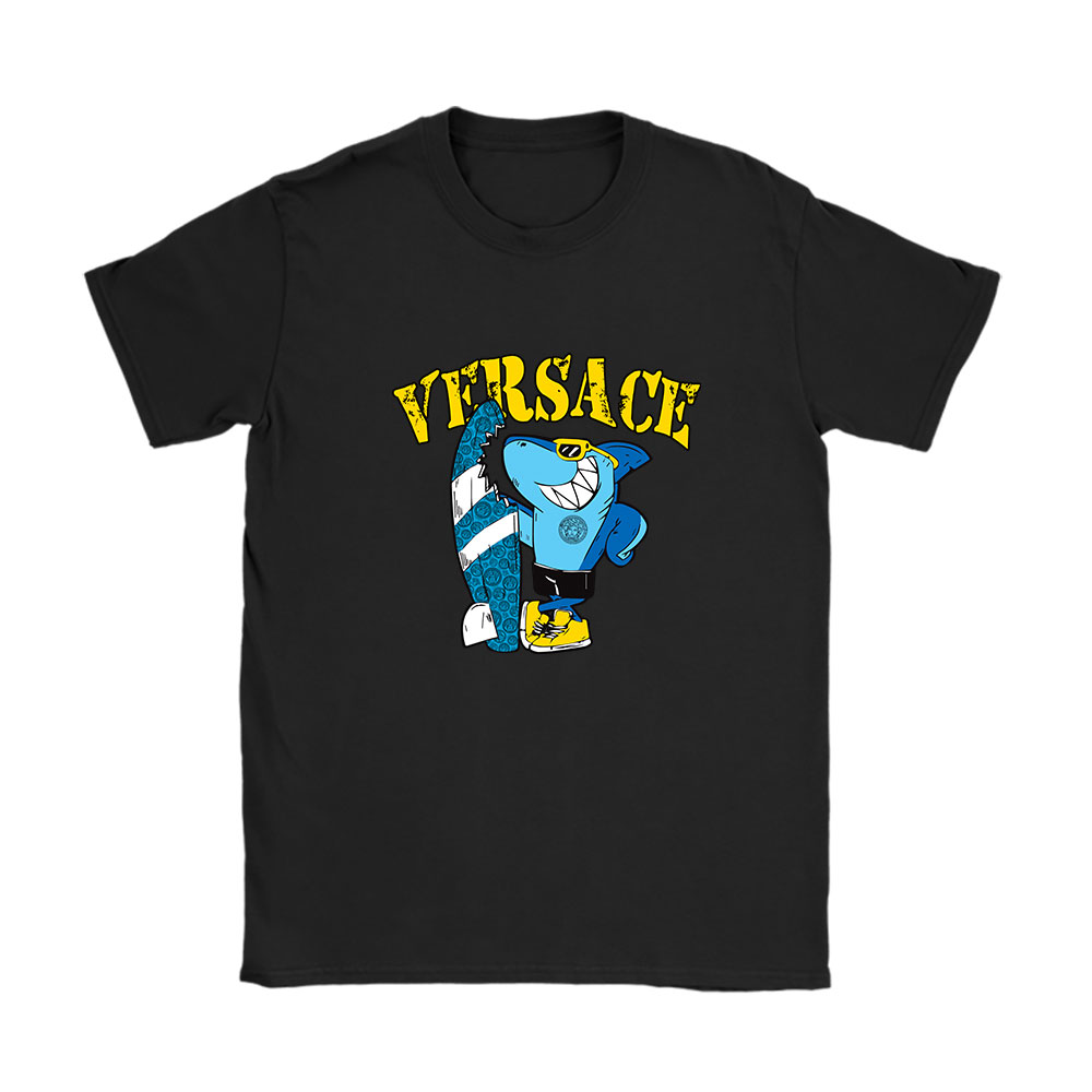 Cartoon Shark With Surfboard Versace Unisex T-Shirt BN5494