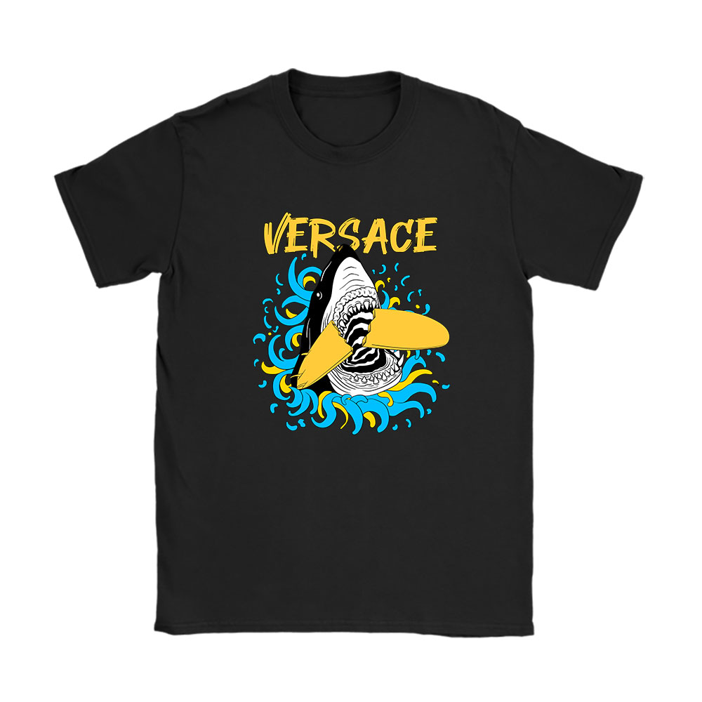 Cartoon Shark With Surfboard Versace Unisex T-Shirt BN5495