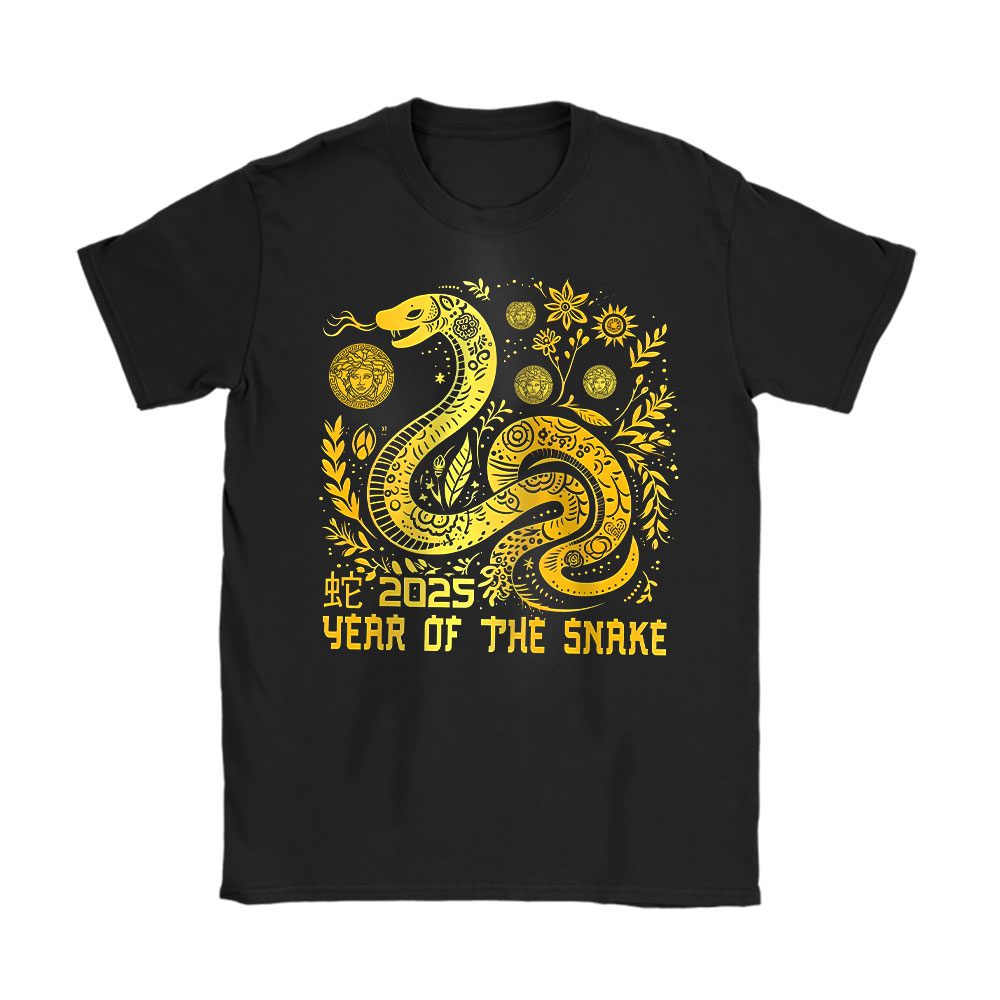 Happy Chinese New Year Gold Snake Versace Unisex T-Shirt Cotton Tee BN23327