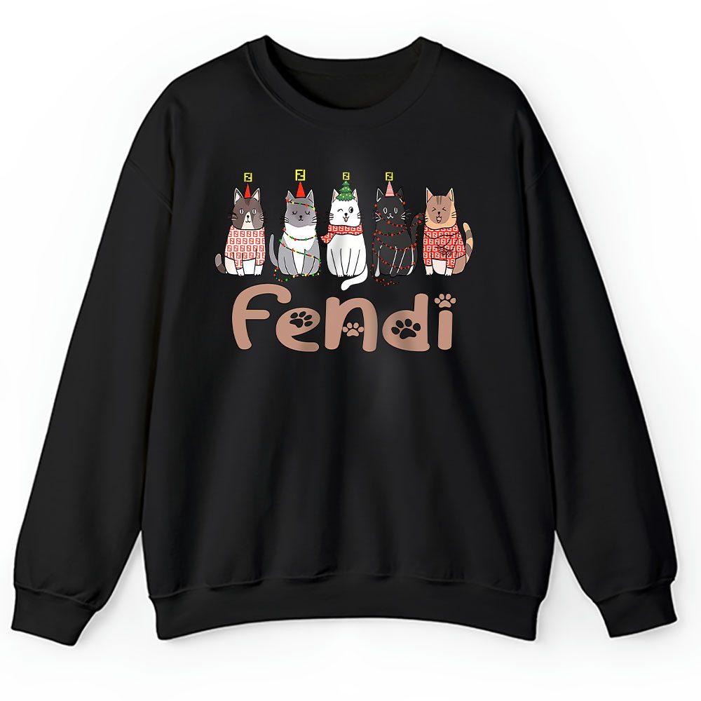 Meowy Catmas Christmas Funny Christmas Cat Lover Fendi Unisex Sweatshirt BTN23339