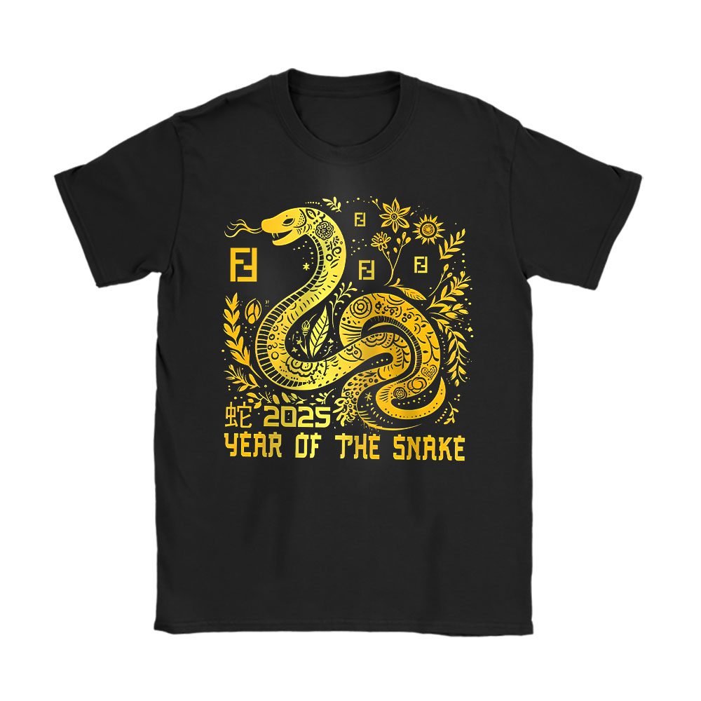 Happy Chinese New Year Gold Snake Fendi Unisex T-Shirt Cotton Tee BN23323