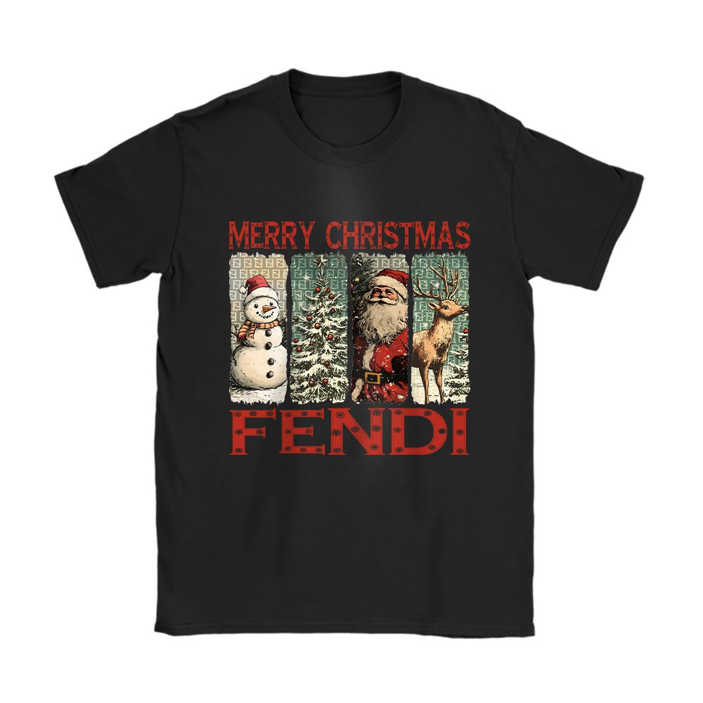Retro Christmas Santa Claus Fendi Unisex T-Shirt Cotton Tee BN19672
