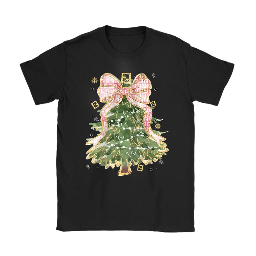 Merry Christmas Coquette Bow Christmas Tree Fendi Unisex T-Shirt Cotton Tee BN19495