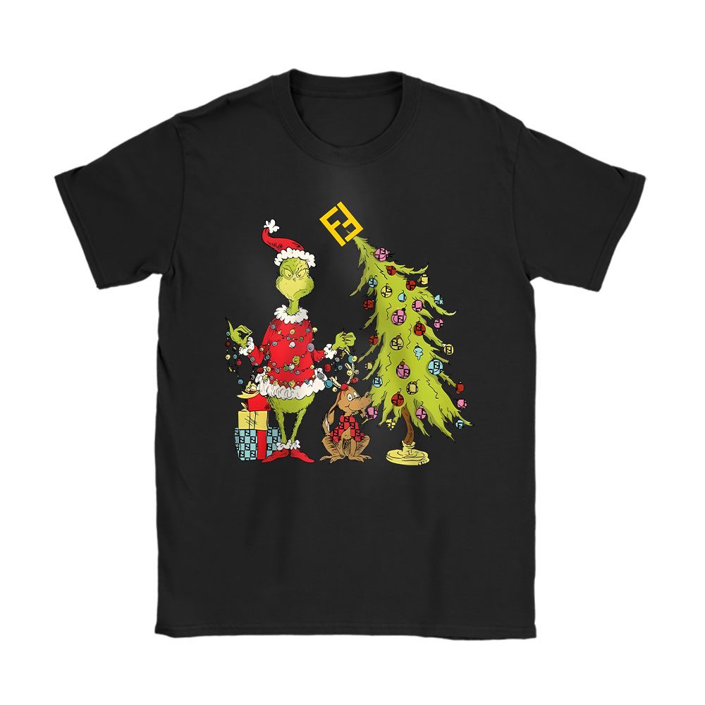 Grinch Christmas Tree Fendi Unisex T-Shirt Cotton Tee BN19609