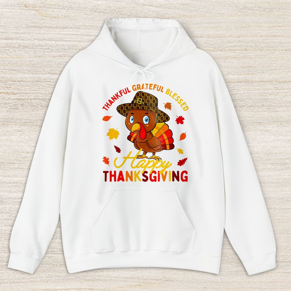 Thankful Grateful Blessed Thanksgiving Turkey Fendi Unisex Hoodie TAH18245