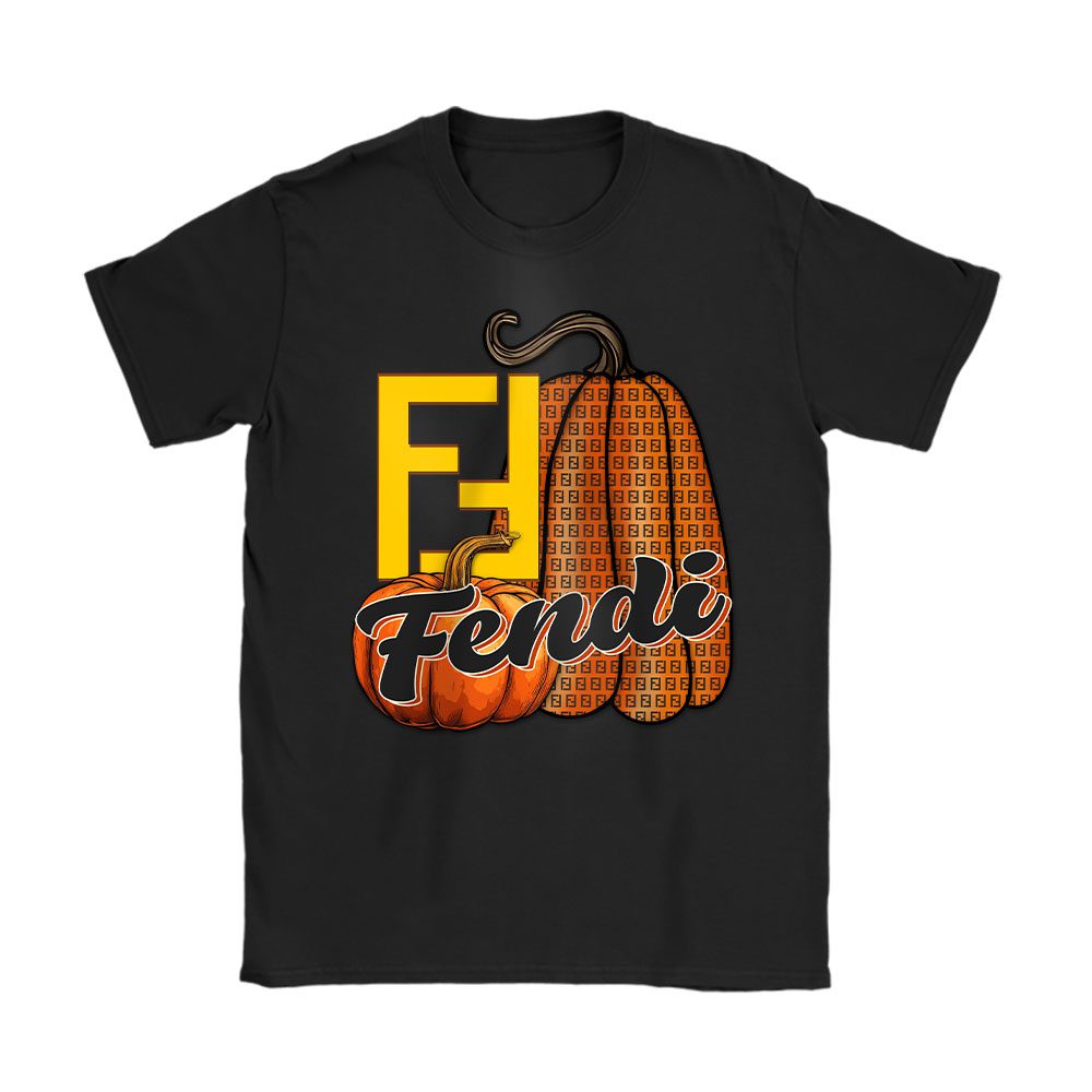 Retro Fall Bundle Pumpkin Thanksgiving Fendi Unisex T-Shirt Cotton Tee BTN18220