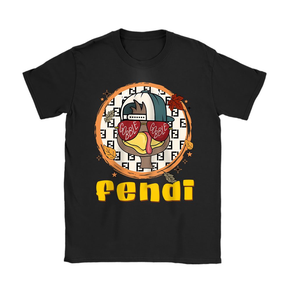 Gobble Turkey Boy Trendy Thanksgiving Fendi Unisex T-Shirt Cotton Tee BTN18197